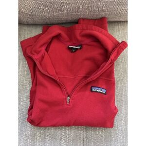 Patagonia Womens Pullover Sweatshirt Red 1/4 Zip Long Sleeve Collared Logo Small